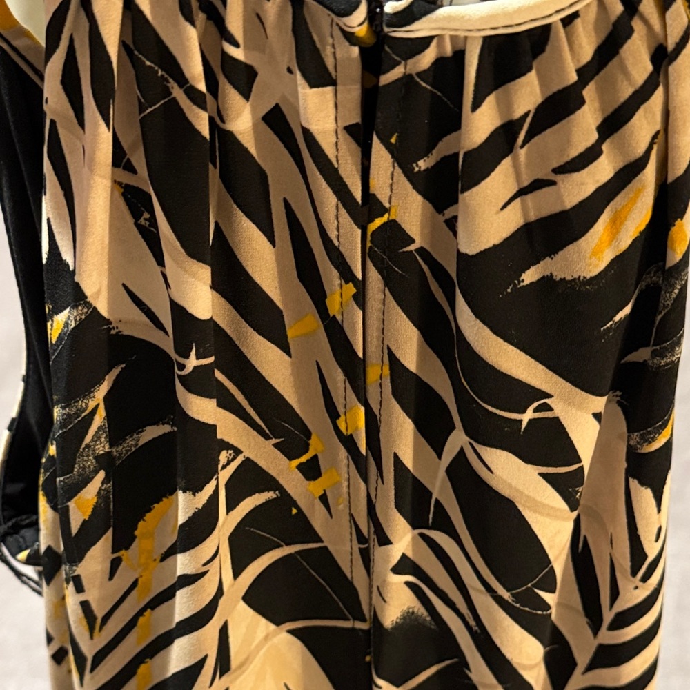 London Times Black Tan Abstract Print Halter Neck Wide Leg Jumpsuit NWT Size 10 - Picture 7 of 7